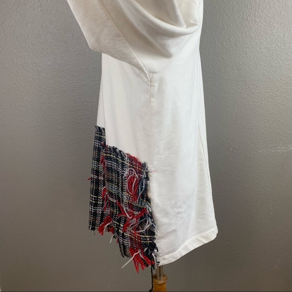 Zara cream and red tweed fringe sweatshirt dress - Picture 8 of 11